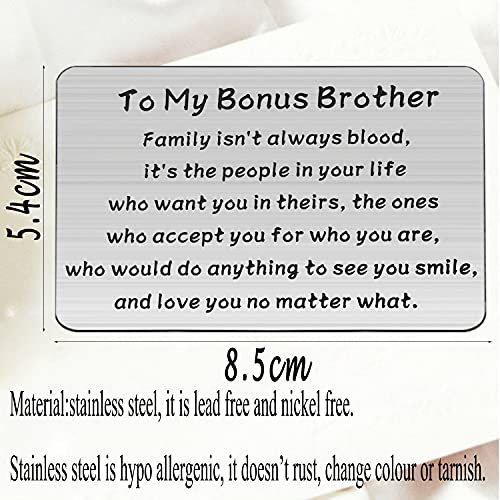 bobauna Bonus Brother Engraved Wallet Card Family Isn't Always Blood Brother in Law Wedding Gift (bonus brother card)