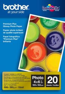 brother glossy inkjet paper, 4 x 6 inches, 20 sheets (bp71gp20) – retail packaging
