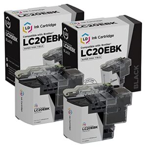 ld products compatible ink cartridge replacement for brother lc20ebk super high yield (black, 2-pack)