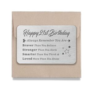 21st birthday gifts for teen girls boys 21 year old birthday gifts for her him metal wallet insert card christmas graduation inspirational gifts card for sister brother daughter son niece nephew granddaughter grandson