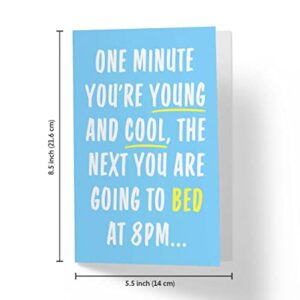 Funny Birthday Card for Men and Women, Large 5.5 x 8.5 Happy Birthday Card for Him Or Her, Birthday Card for Husband, Birthday Card for Brother, Sister - Karto - One Minute Bed Early