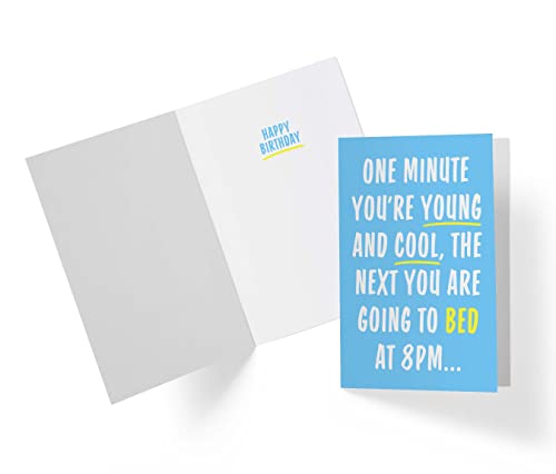 Funny Birthday Card for Men and Women, Large 5.5 x 8.5 Happy Birthday Card for Him Or Her, Birthday Card for Husband, Birthday Card for Brother, Sister - Karto - One Minute Bed Early