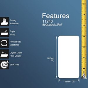 BETCKEY - Compatible Multi-Purpose Labels Replacement for Brother DK-1240 (4 in x 2 in), Use with Brother QL Label Printers [6 Rolls/3600 Labels]