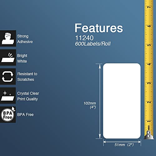 BETCKEY - Compatible Multi-Purpose Labels Replacement for Brother DK-1240 (4 in x 2 in), Use with Brother QL Label Printers [6 Rolls/3600 Labels]