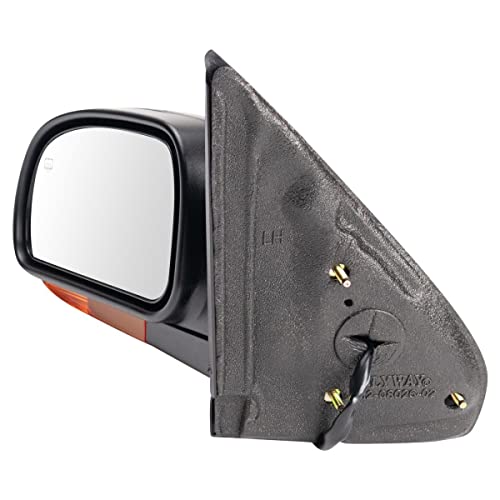 ORTUS UNI Power Heated Mirror w/Amber Signal Driver Left Fits (Plastic Textured Black)