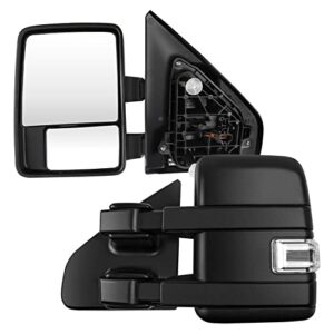 ortus uni power heated puddle light turn signal towing mirrors pair (abs,black)