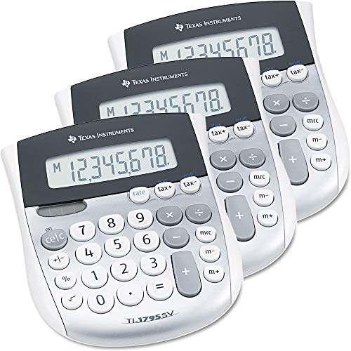 Texas Instruments TI1795SV TI-1795SV Minidesk Calculator, 8-Digit LCD (Pack 3)