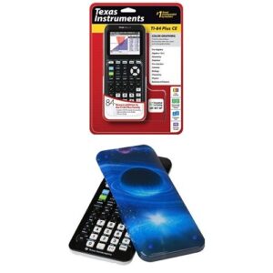 texas instruments ti-84 plus ce graphing calculator with guerrilla hard slide case-cover, galaxy