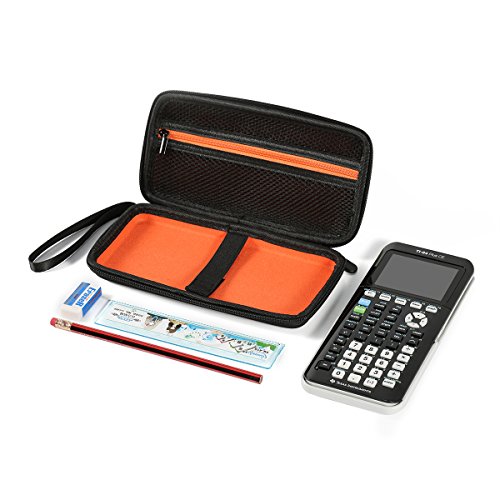 BOVKE Hard Graphing Calculator Case Compatible with Texas Instruments TI-84 Plus CE/TI-84 Plus/TI-83 Plus CE/Casio fx-9750GII, Extra Zipped Pocket for USB Cables, Manual, Pencil, Ruler, Black