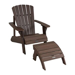 lifetime 60294 adirondack chair and ottoman set, rustic brown