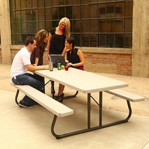 Lifetime 80123 Folding Picnic Table and Benches, 8 Feet