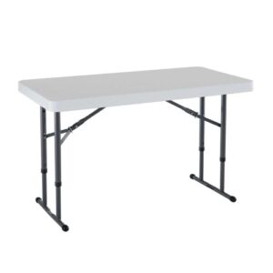 lifetime 80160 commercial height adjustable folding utility table, 4 feet, white granite