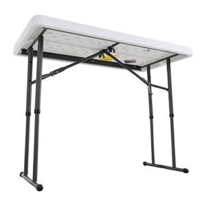 LIFETIME 80160 Commercial Height Adjustable Folding Utility Table, 4 Feet, White Granite