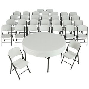 lifetime 4 60-inch round folding tables with 32 folding chairs – white granite