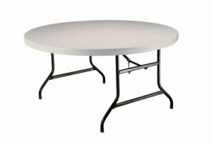 lifetime 5-foot round table, set of 4, 60-inch round molded top, almond