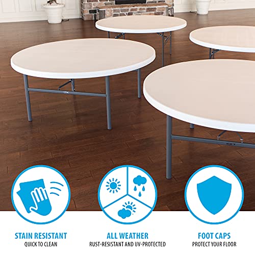 Lifetime 42673 Commercial Round Folding Table (4 Pack), 6', White