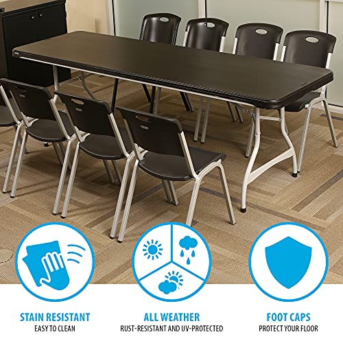 Lifetime Commercial Rectangular Folding Table (4 Pack), 8', Black