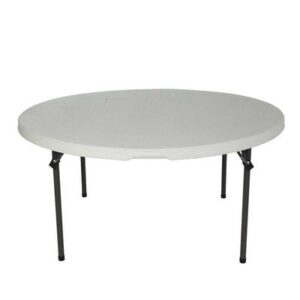 lifetime 60″ round folding table with cart (set of 15) finish: white granite/gray