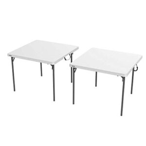 lifetime 80884 37-inch square fold-in-half table, 2 pack, light commercial, white granite