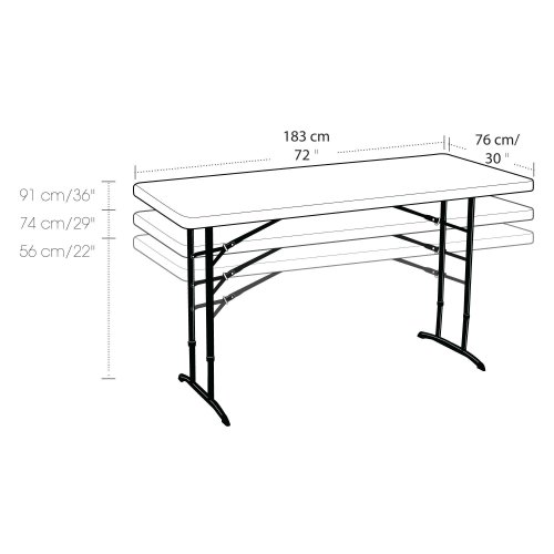 Lifetime 22920 Height Adjustable Folding Utility Table, 6 Feet, Almond