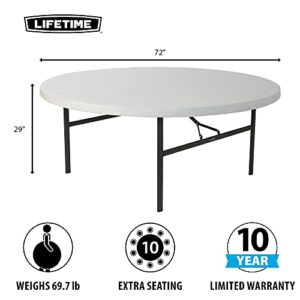 Lifetime 22673 Folding Round Table, 6 Feet, White-Granite