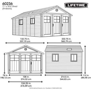 Lifetime 60236 11 x 18.5 Ft. Outdoor Storage Shed, 11 x 18.5, Desert Sand