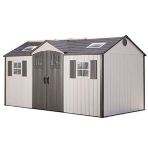 lifetime 60138 outdoor storage shed, desert sand, 15 x 8 feet