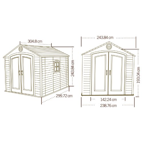 Lifetime 6405 Outdoor Storage Shed with Window, Skylights, and Shelving, 8 by 10 Feet