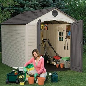 Lifetime 6405 Outdoor Storage Shed with Window, Skylights, and Shelving, 8 by 10 Feet