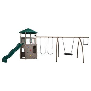 lifetime 90804 adventure tower playset with spider swing, earthtone