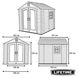 Lifetime 6411 Outdoor Storage Shed with Window, 8 by 7.5 Feet,Putty/Brown