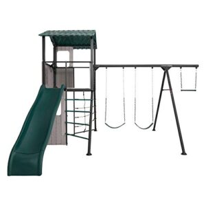 lifetime 90913 adventure clubhouse swing set, brown/green