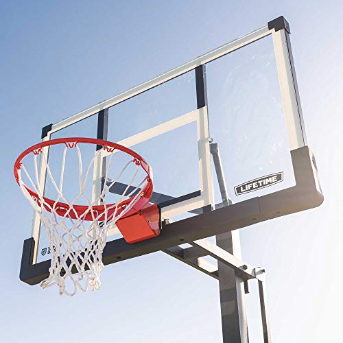 Lifetime 90734 Adjustable Portable Basketball Hoop, 54-Inch Tempered Glass Backboard, black