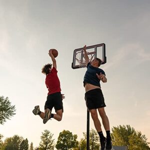 Lifetime Pro Court Height Adjustable Portable Basketball System, 44 Inch Backboard, Red/White