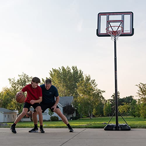 Lifetime Pro Court Height Adjustable Portable Basketball System, 44 Inch Backboard, Red/White