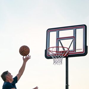 Lifetime Pro Court Height Adjustable Portable Basketball System, 44 Inch Backboard, Red/White