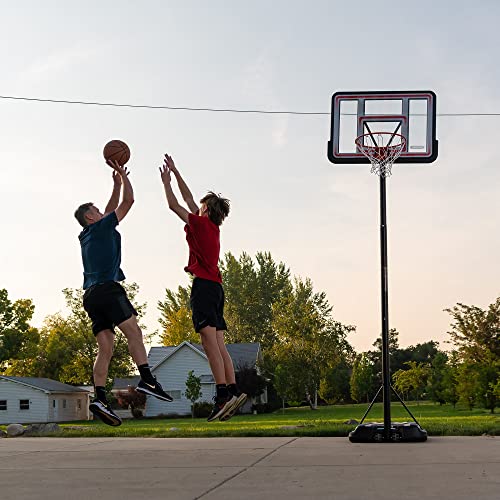 Lifetime Pro Court Height Adjustable Portable Basketball System, 44 Inch Backboard, Red/White