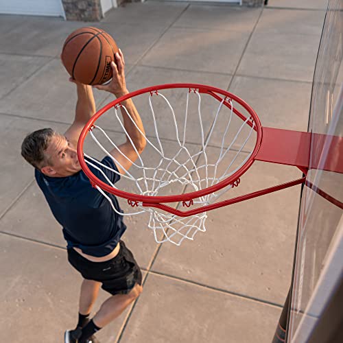 Lifetime Pro Court Height Adjustable Portable Basketball System, 44 Inch Backboard, Red/White