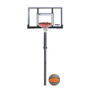 lifetime 90962 power lift adjustable in-ground basketball hoop with basketball, 54-inch, polycarbonate