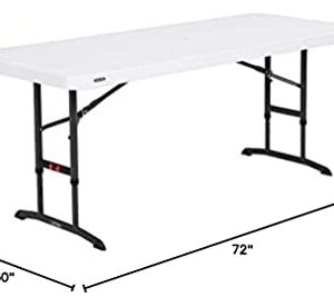 Lifetime 80752 Commercial Adjustable Height Folding Table, 6-Foot, White Granite