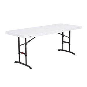 lifetime 80752 commercial adjustable height folding table, 6-foot, white granite
