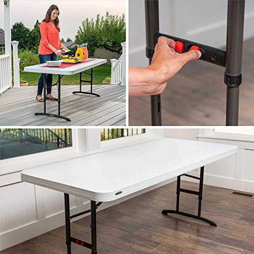 Lifetime 80752 Commercial Adjustable Height Folding Table, 6-Foot, White Granite