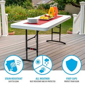 Lifetime 80752 Commercial Adjustable Height Folding Table, 6-Foot, White Granite