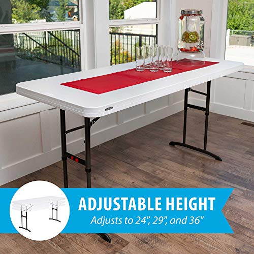 Lifetime 80752 Commercial Adjustable Height Folding Table, 6-Foot, White Granite