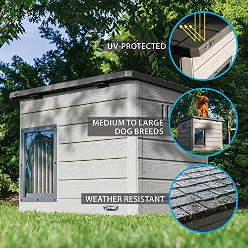 Lifetime Deluxe Dog House, Weather Protected with Adjustable Vents, Ideal Shelter for Medium to Large Dogs & Farm Innovators INC Model CC-2 Connect Water-Tight Cord Lock-Green, Pack of 1