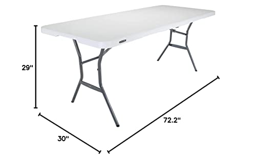 Lifetime 25011 Fold In Half Light Commercial Table, 6 Feet, White Granite