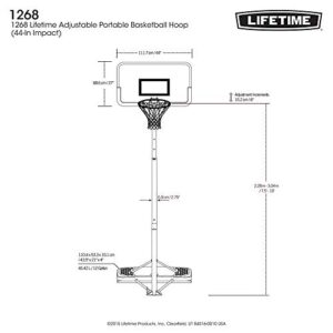 Lifetime 1268 Streamline Impact Portable Basketball System, 44 Inch Backboard,Blacks