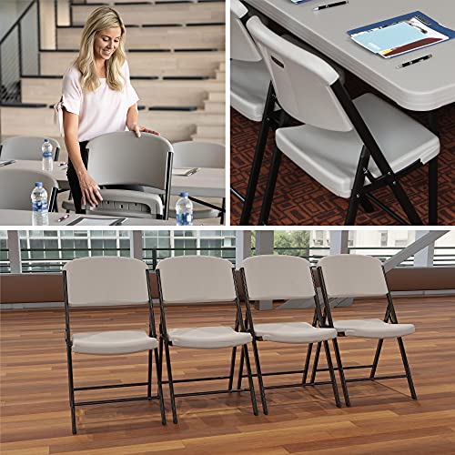 LIFETIME Commercial Grade Folding Chairs, 4 Pack, Putty