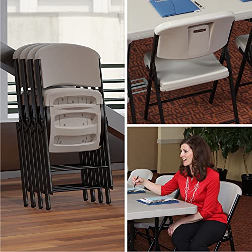 LIFETIME Commercial Grade Folding Chairs, 4 Pack, Putty