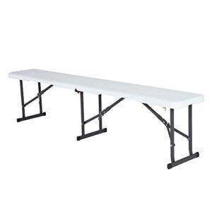 Lifetime 80305 Portable Folding Bench, White & Living and More 6 Foot Fold-in-Half Bench with Carrying Handle, Easy Folding and Transport, Indoor/Outdoor Use, Sturdy Steel Frame, White